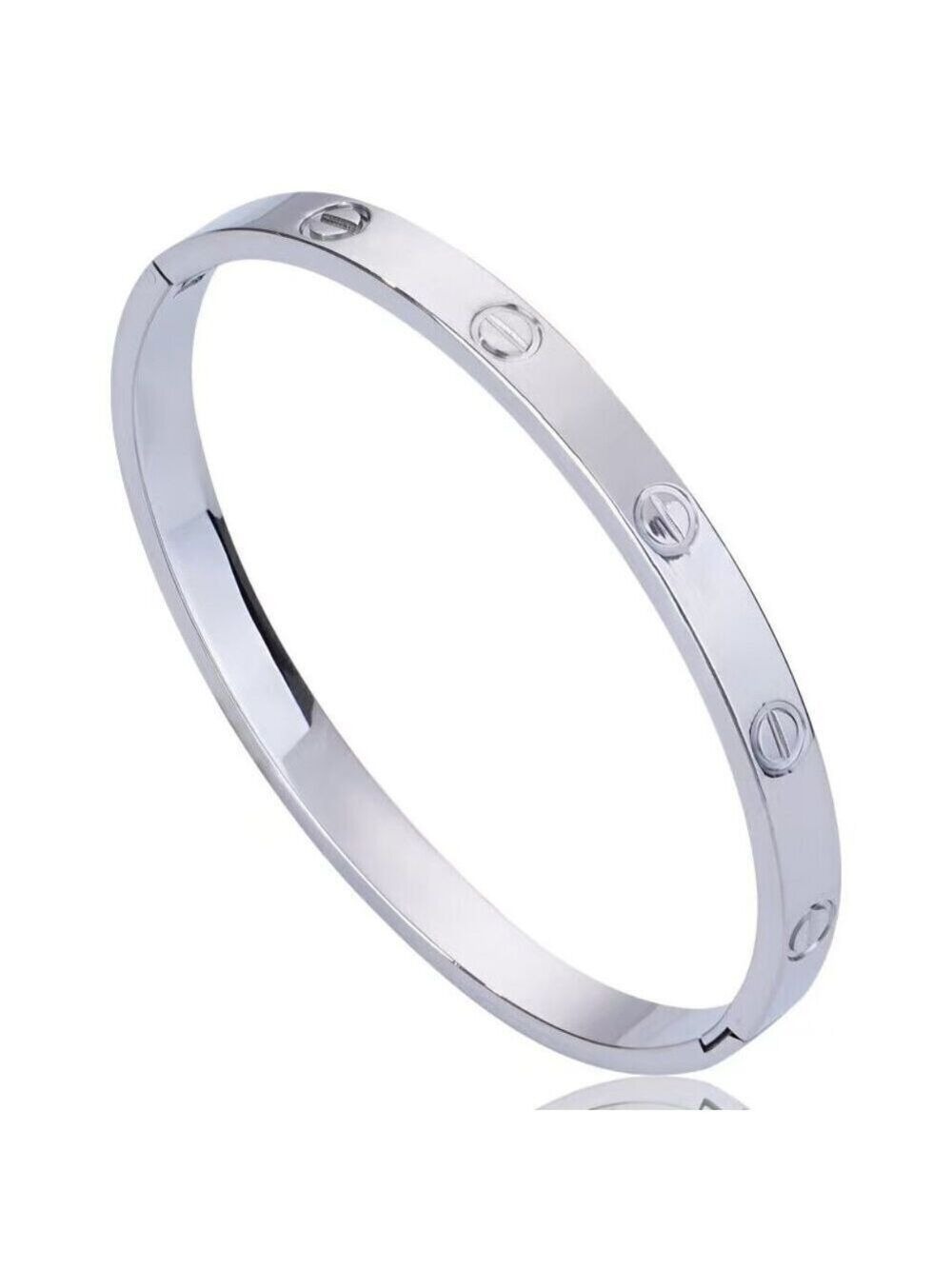 Silver Stainless Steel Waterproof Bangle Bracelet, Screw Details